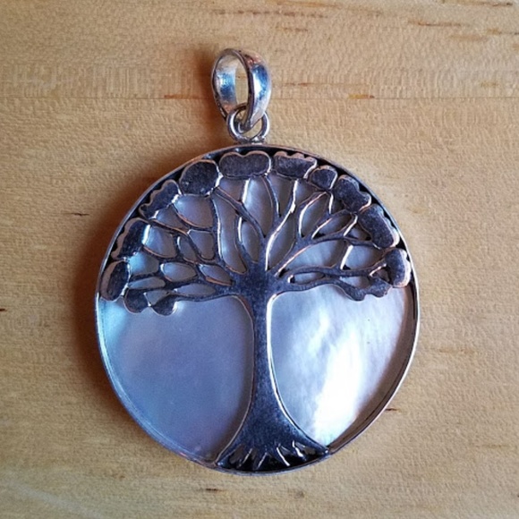 NEW Sterling Silver & Mother of Pearl Tree of Life Handmade Bali Energy Pendant - Picture 2 of 8